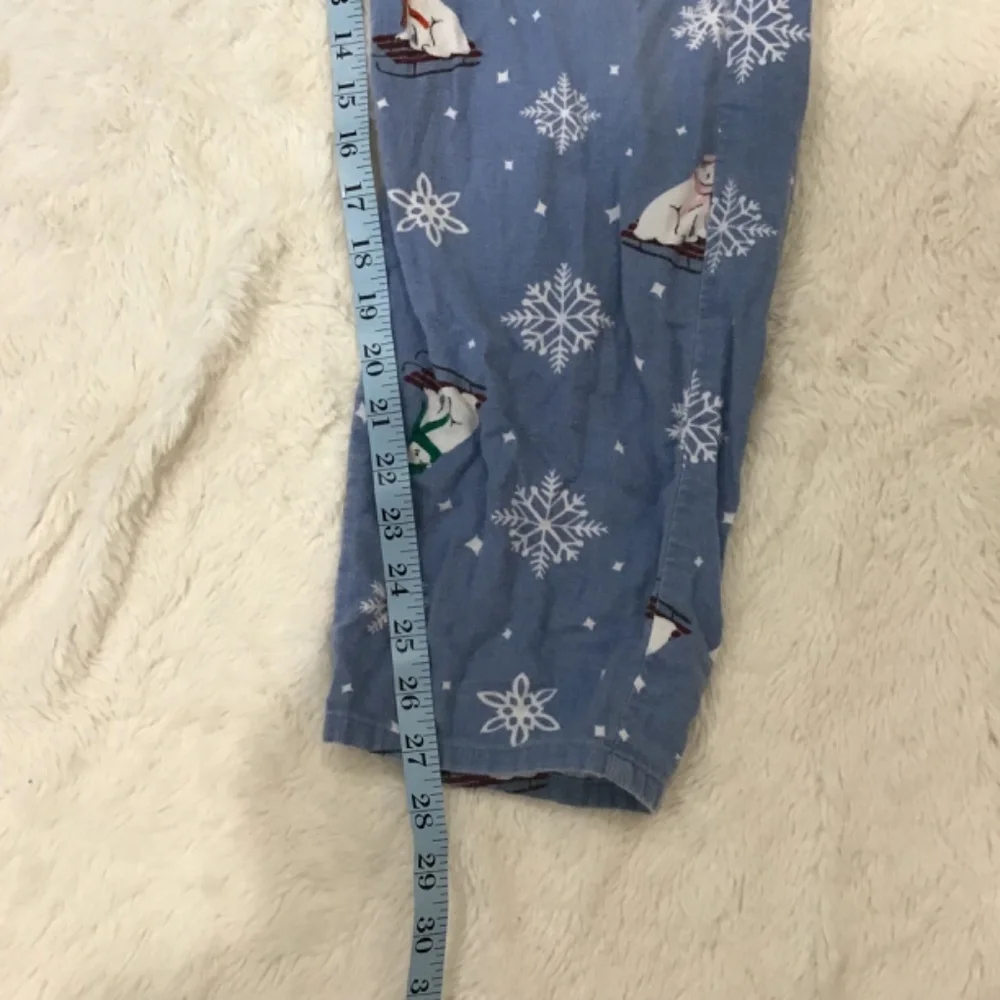 Old Navy Unisex Size Small Flannel Snowman Blue Pajama Pants Winter Bears Sleigh - Picture 6 of 7
